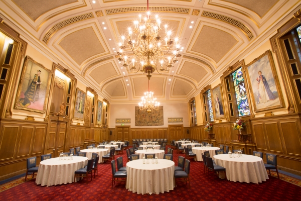 Round table set up in the Livery Hall