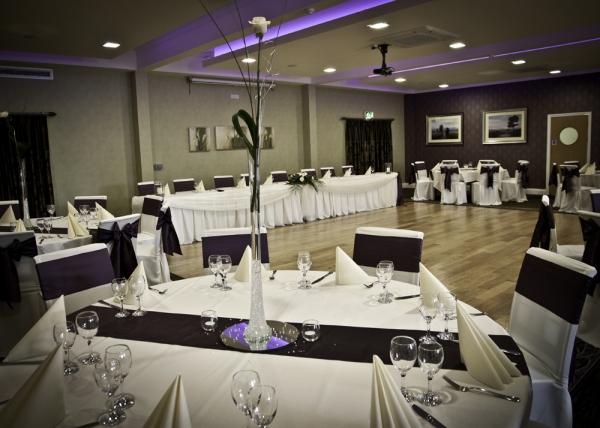 Interior set for a wedding reception.