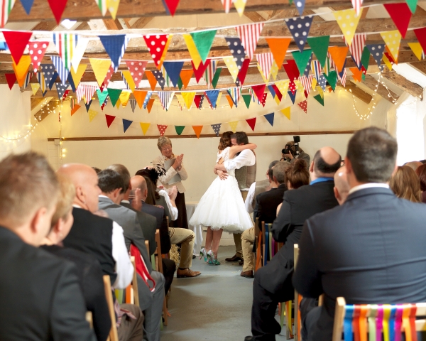 Sealed with a kiss in our wedding barn.